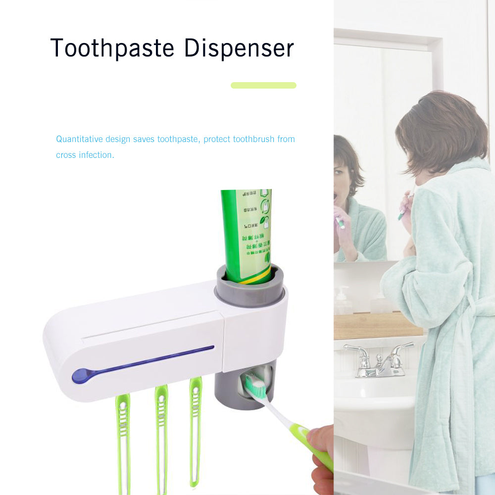 UV Antibacterial Toothbrush Sterilizer & Toothpaste Dispenser – Wall Mounted, 5 Slots